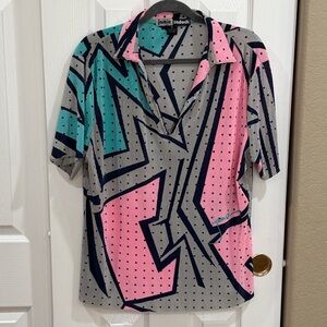 Jamie Sadock Colorful Geometric Patterned Shirt size extra large AS IS